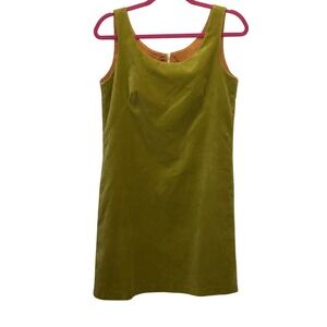 GW Vintage Olive Green Velvet Sleeveless Shift Mini Dress Size 4 Made in USA